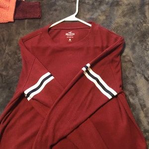 Hollister sporty long sleeve shirt burgundy